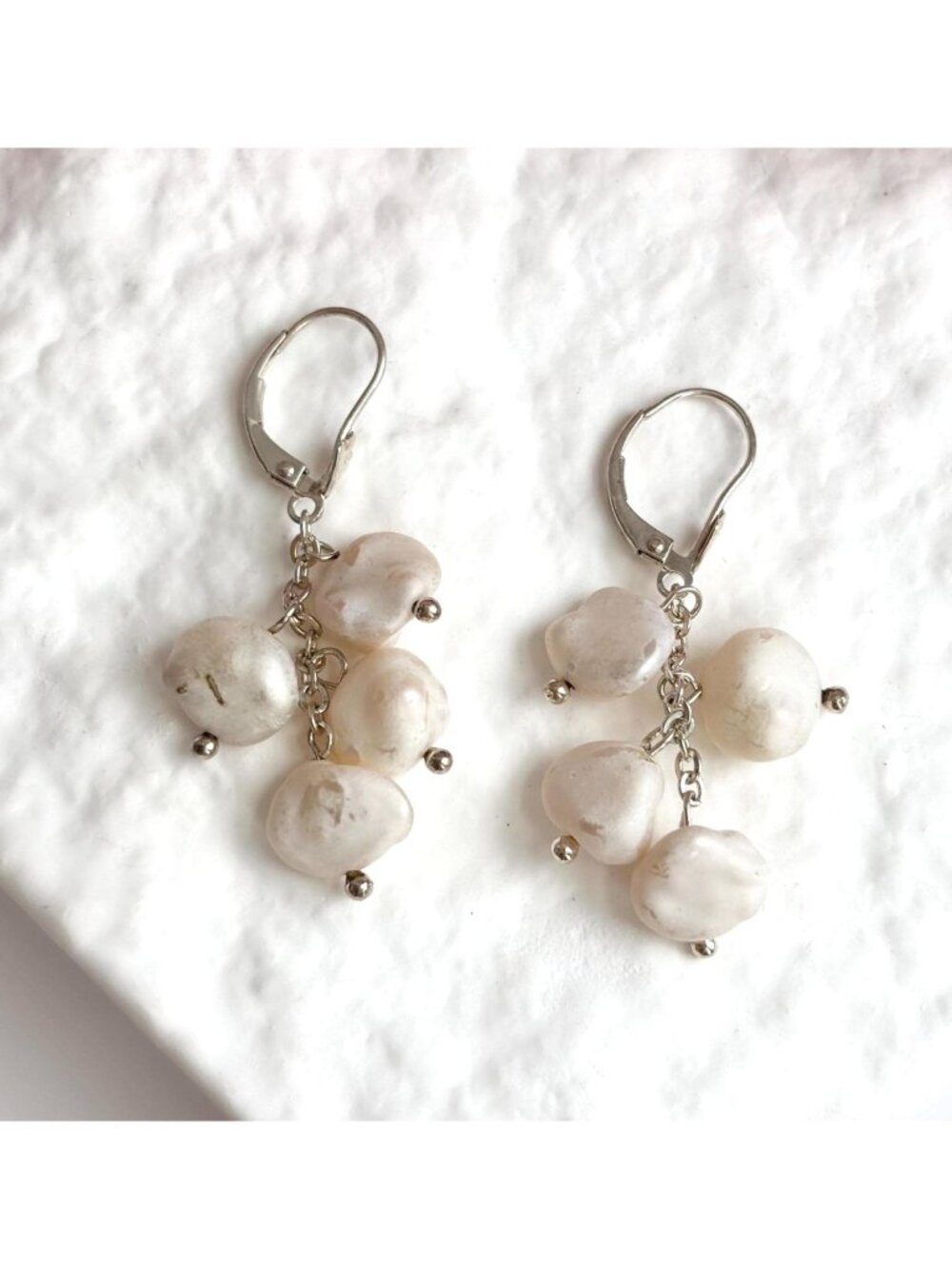 Freshwater Pearl Accented Vintage Sterling Silver 925 Drop Earrings